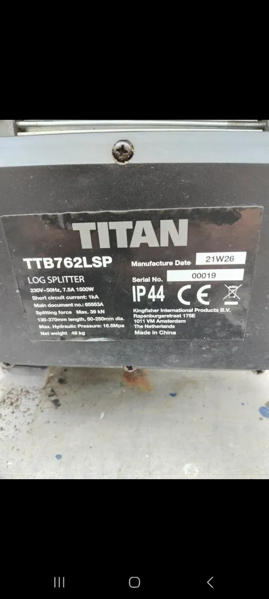 TiTAN ttb762lsp log splitter onlyused 3 times - Image 2