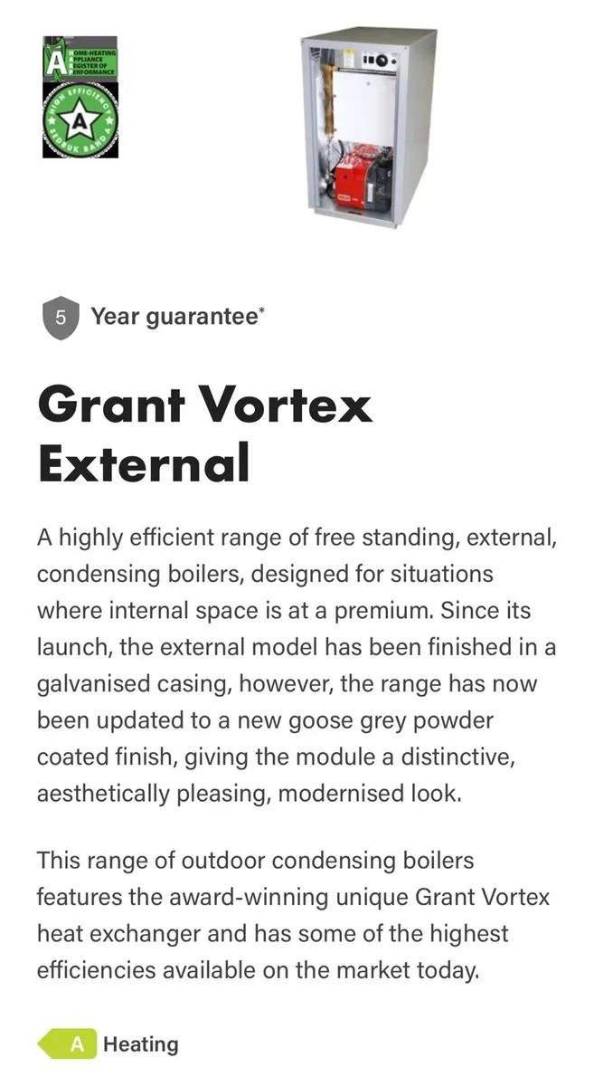 Grant Vortex 15-26KW Condensing Oil Boiler - Image 2