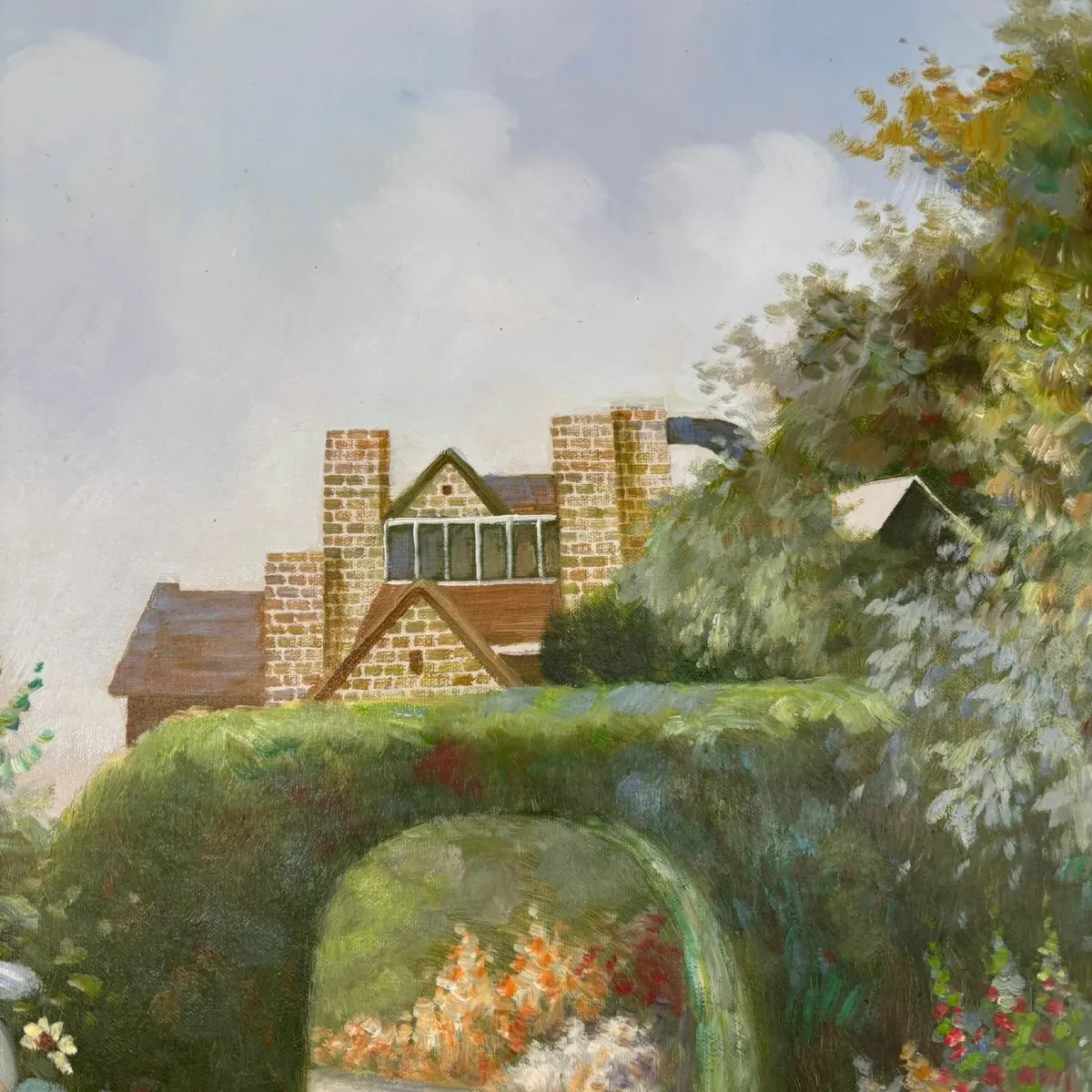 "Ducks on a walk, floral scene" Signed - Image 2