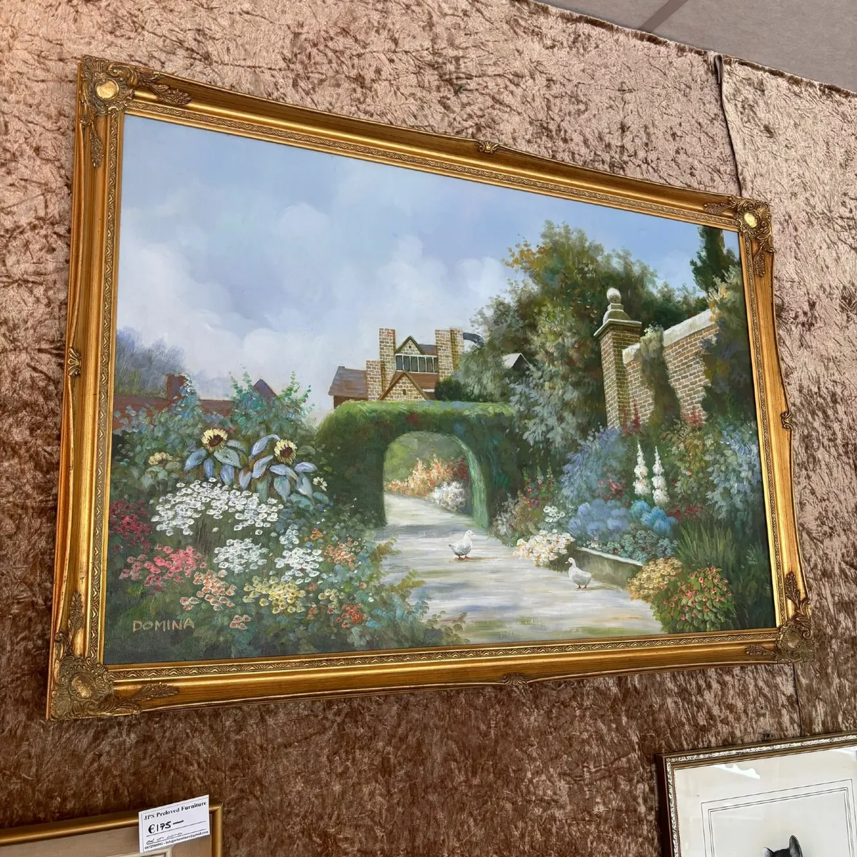 "Ducks on a walk, floral scene" Signed - Image 1