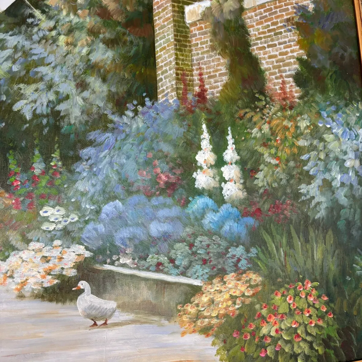 "Ducks on a walk, floral scene" Signed - Image 3