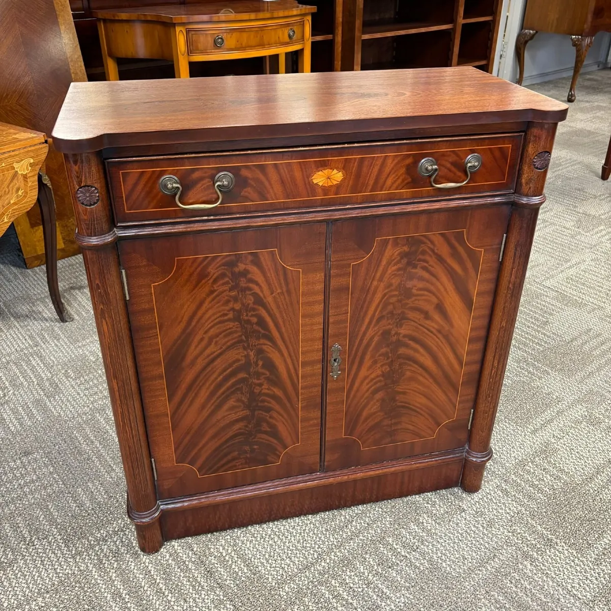 Beautiful mahogany flamed two door sideboard - Image 1
