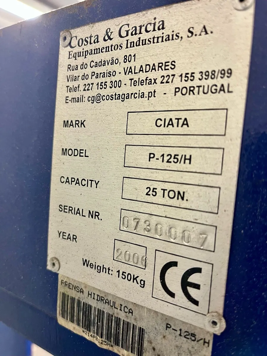 Ciata P-125/H Hydraulic Workshop Press – 25 Ton - Image 2