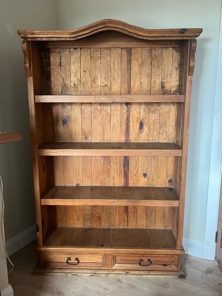 Solid Wood Vintage Bookshelf with Drawers