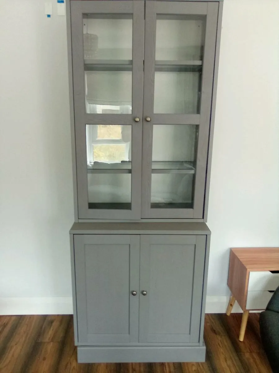 Grey glass display cabinet - Image 1