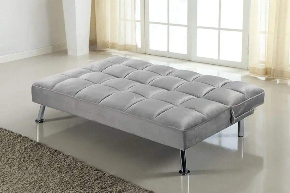 Grey velvet Folding 3 Seater Sofa 180cm - Image 3
