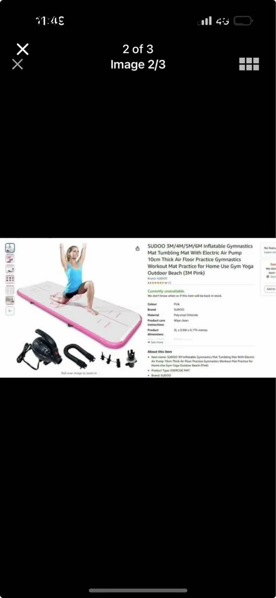 Inflatable Gymnastic mat with electric pump