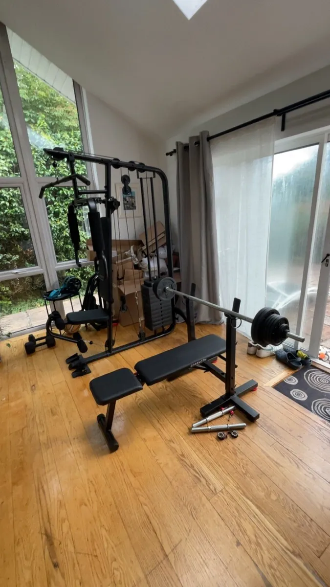 Gym Equipment- Cable Machine, Bench, Dumbbell - Image 1