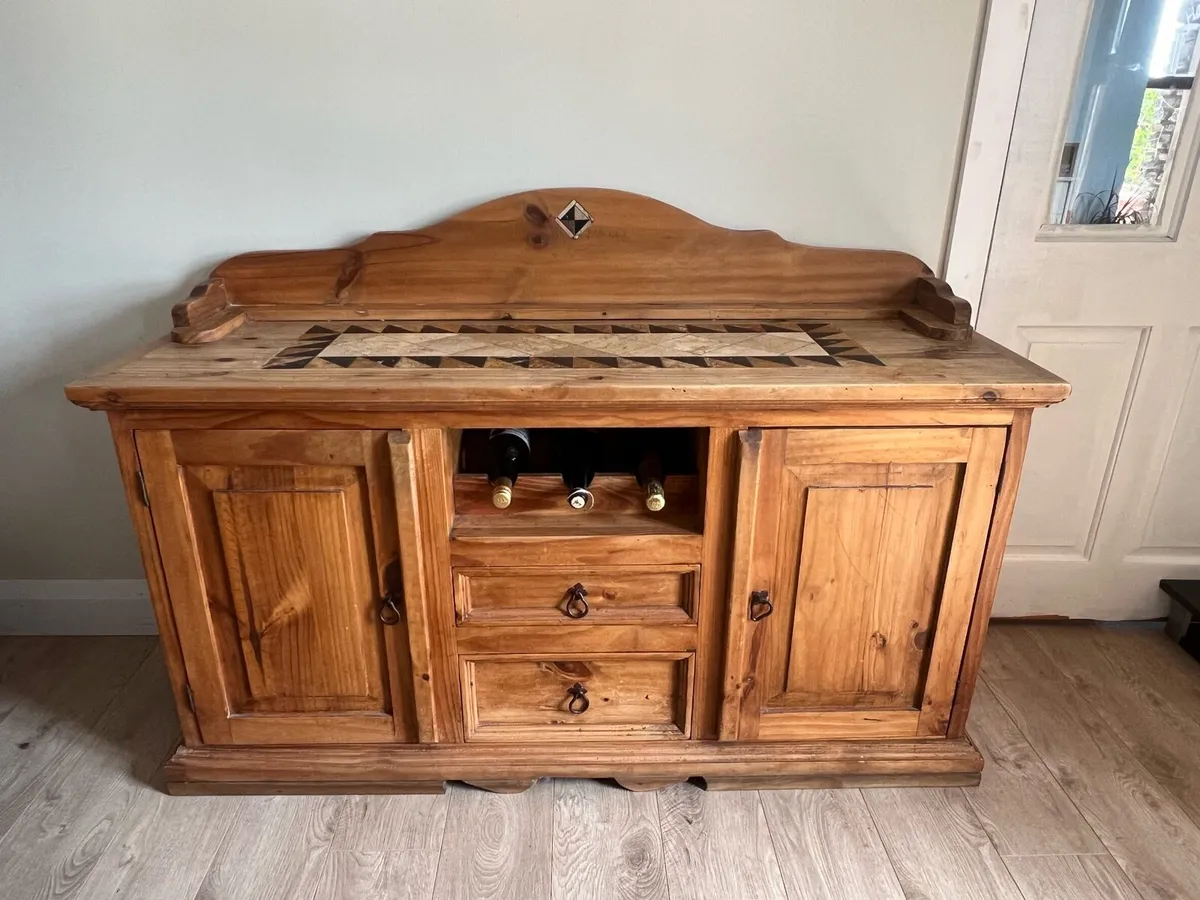Rustic solid Wood  console table with Wine Rack