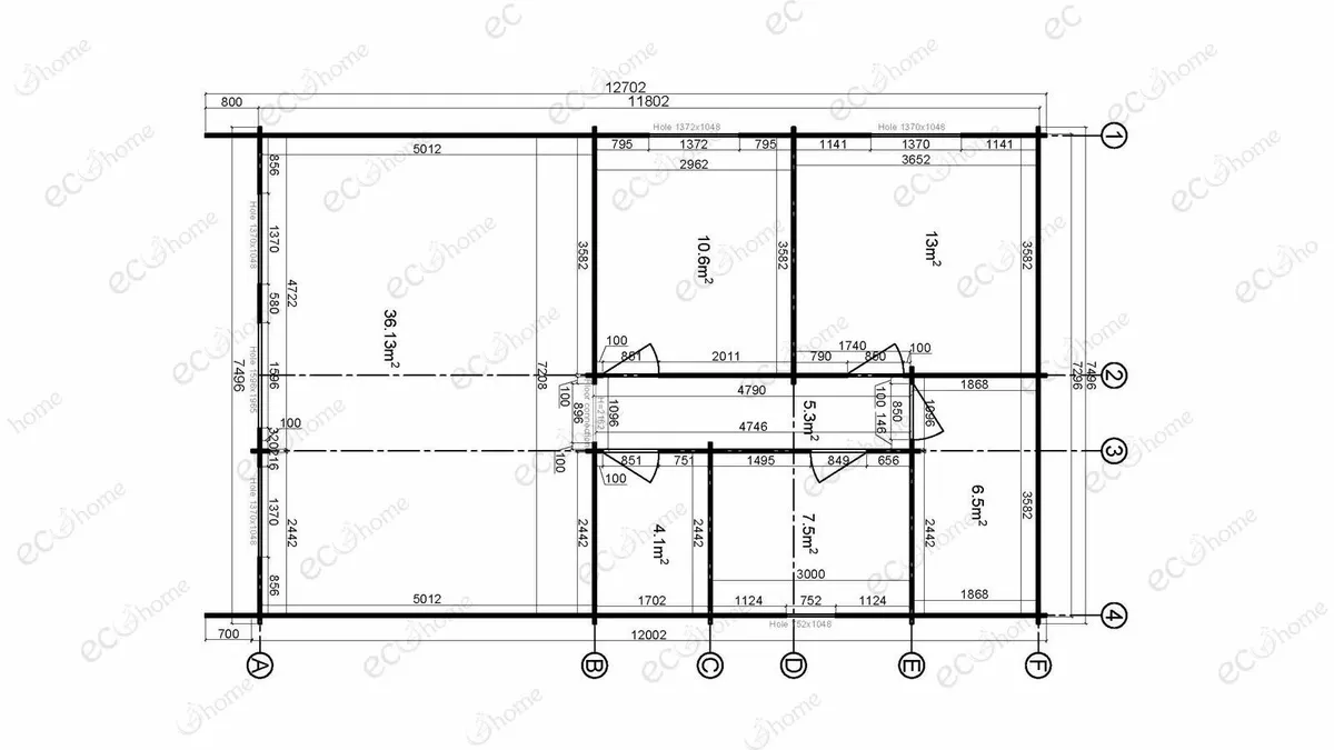 Ecohome Log Cabins Modular 3 Bed B 7.5m x 12.7m - Image 4