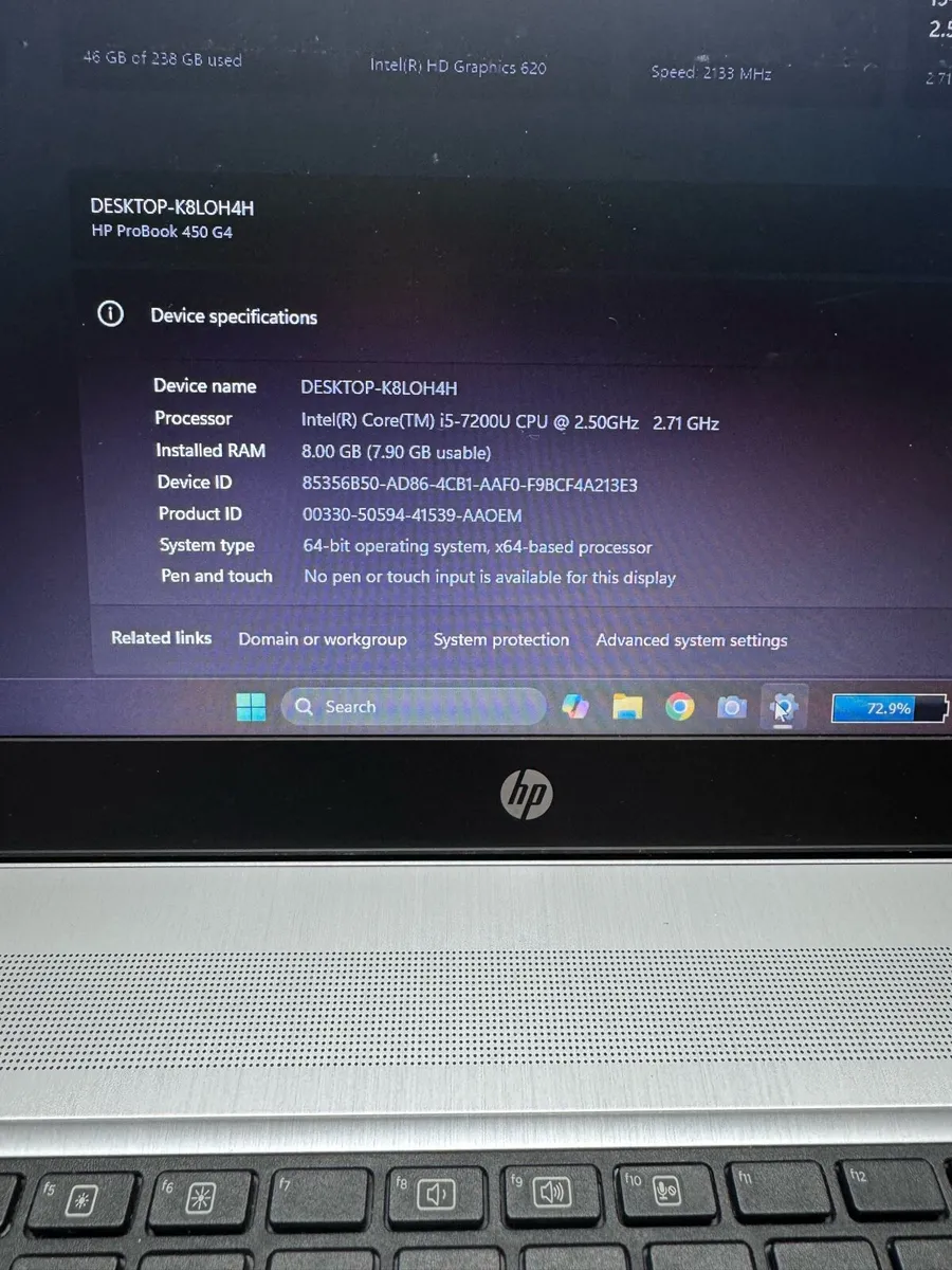 HP Laptop i5 pro 8-256ssd win 11 pro - Image 4