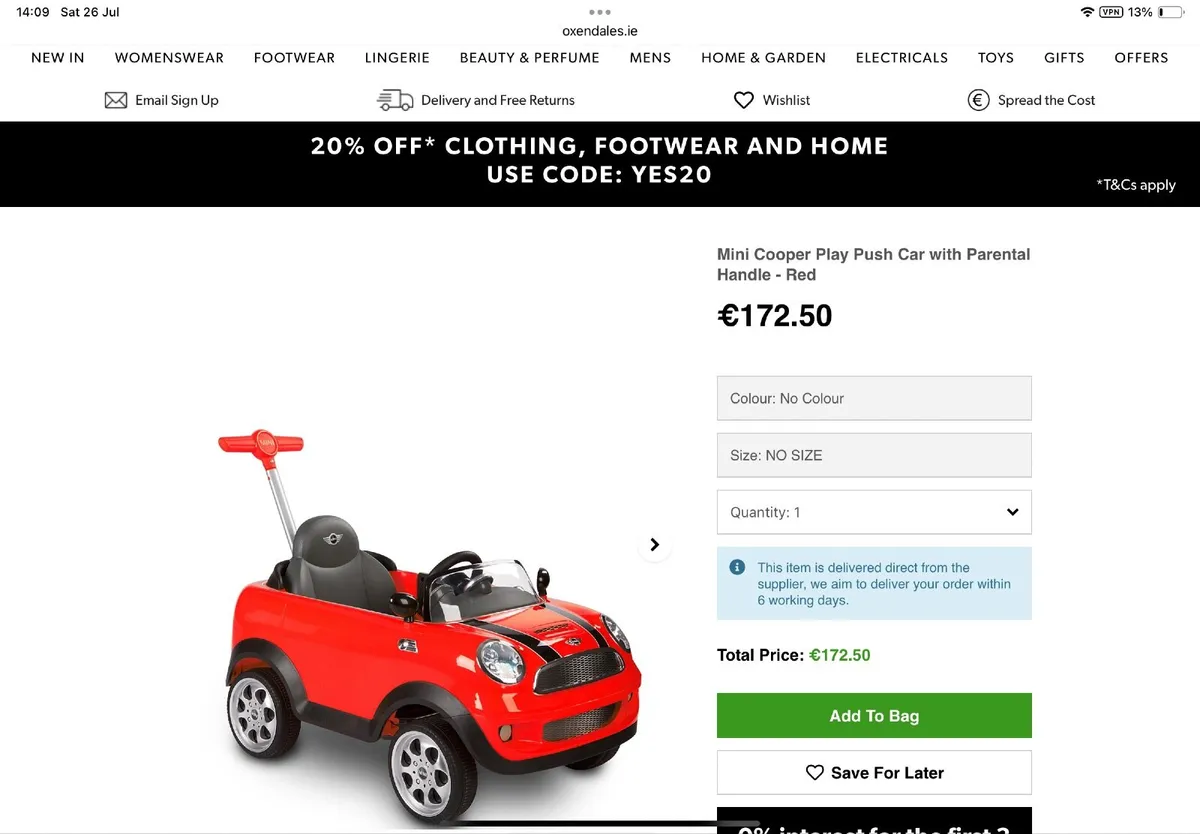 Push along red Mini Cooper Car - Image 1