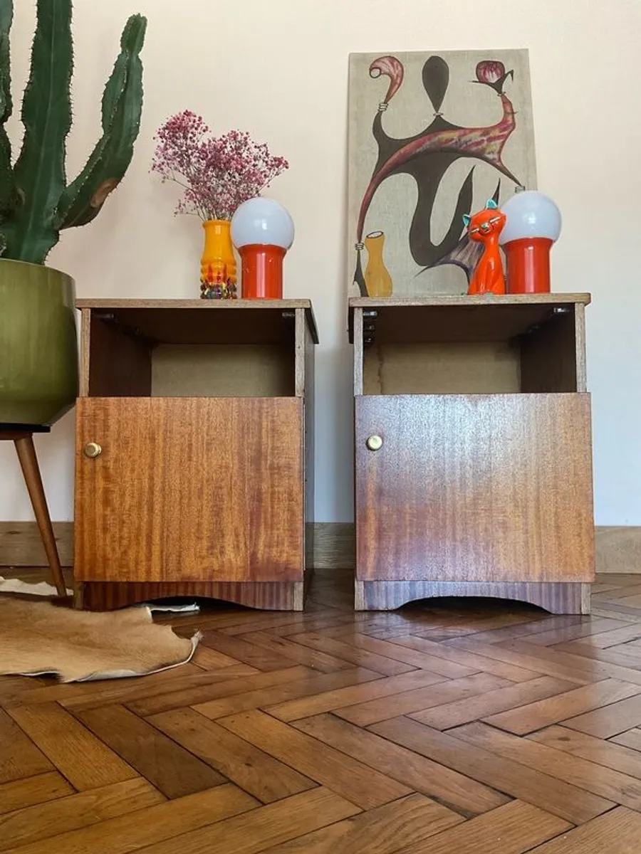 Mid century bedside lockers - Image 1