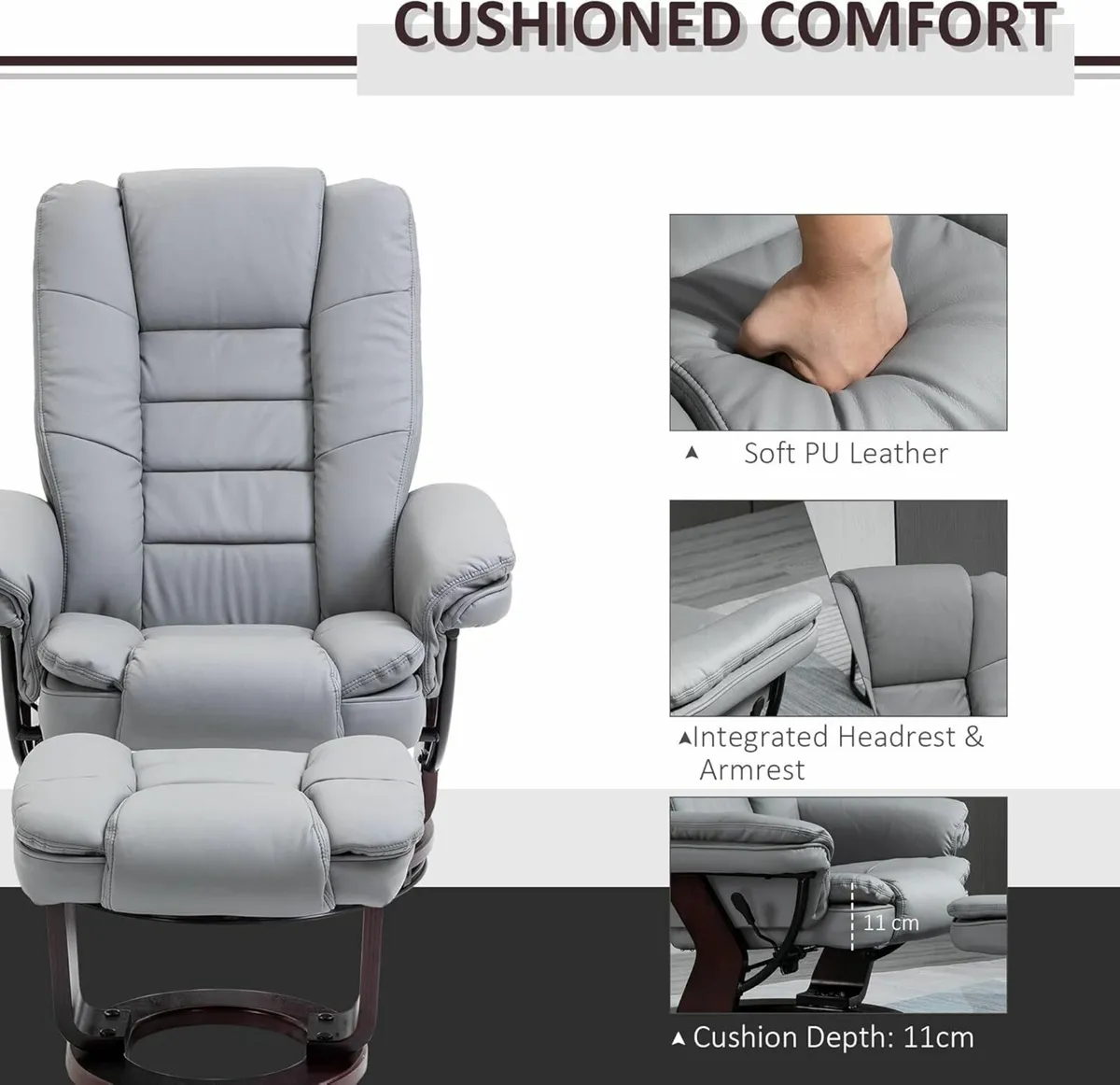 HOMCOM Recliner Chair With footstool, Recliner Arm - Image 4
