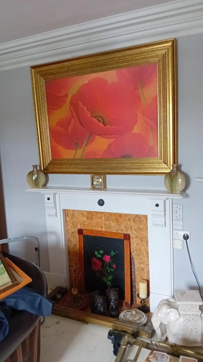 Vintage silk fire screen