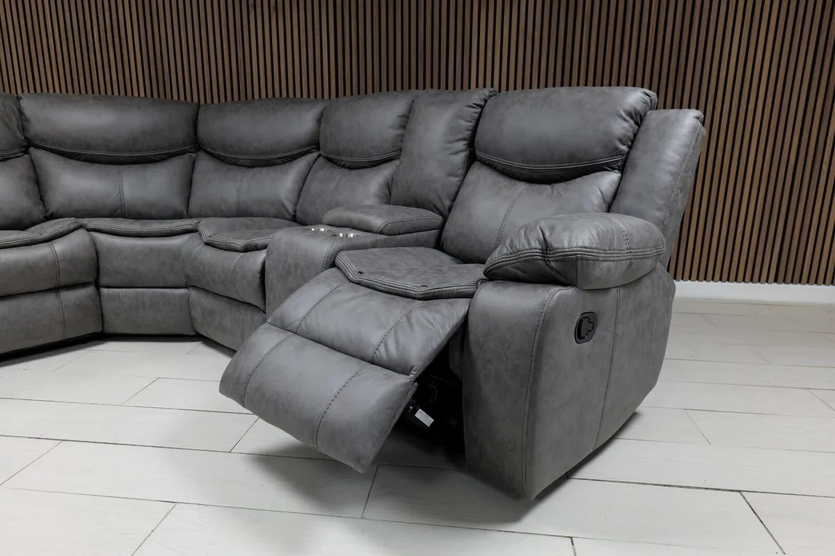 Valarie Grey Technology Fabric Recliner Sofa - Image 3