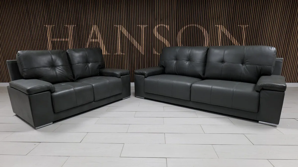 Hanson Faux Leather Sofa Set - Image 3