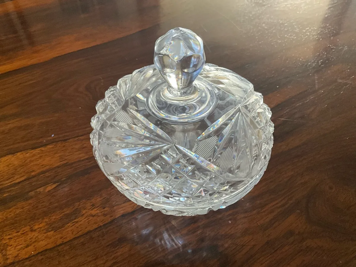 Vintage Cut Crystal Powder Bowl - Image 1