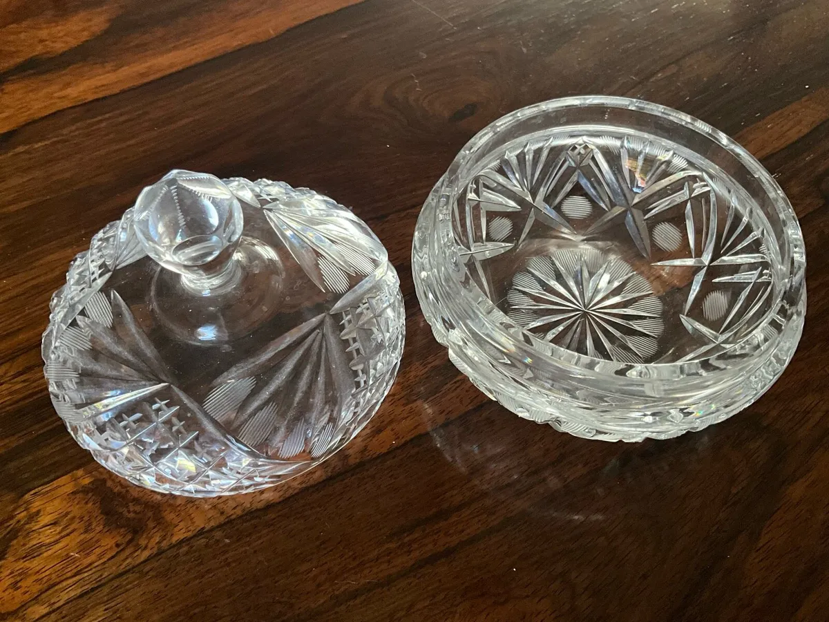 Vintage Cut Crystal Powder Bowl - Image 2