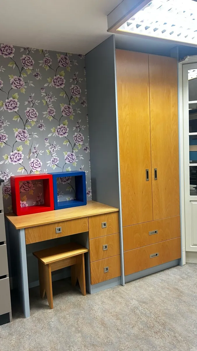 Desk and wardrobe