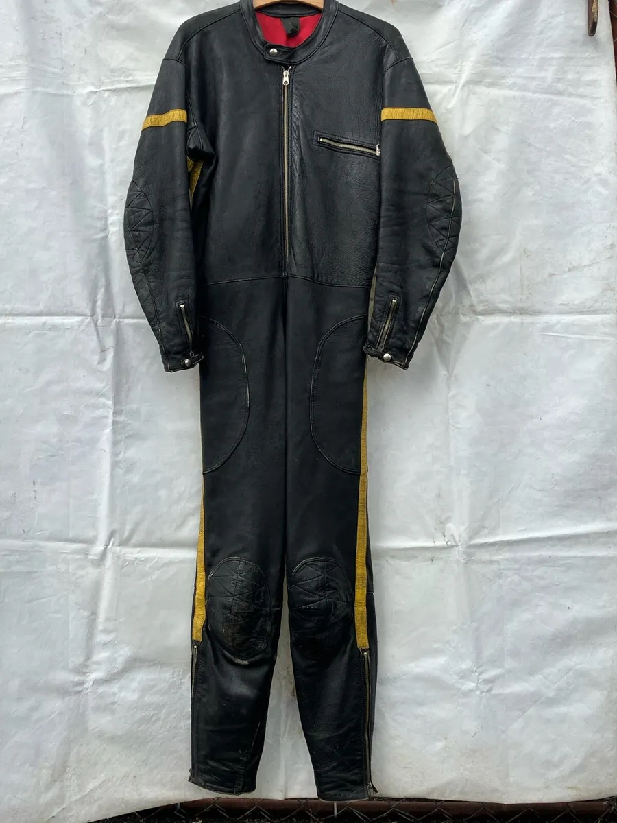 Damen Vintage Leather One Piece Motorcycle Suit. - Image 1