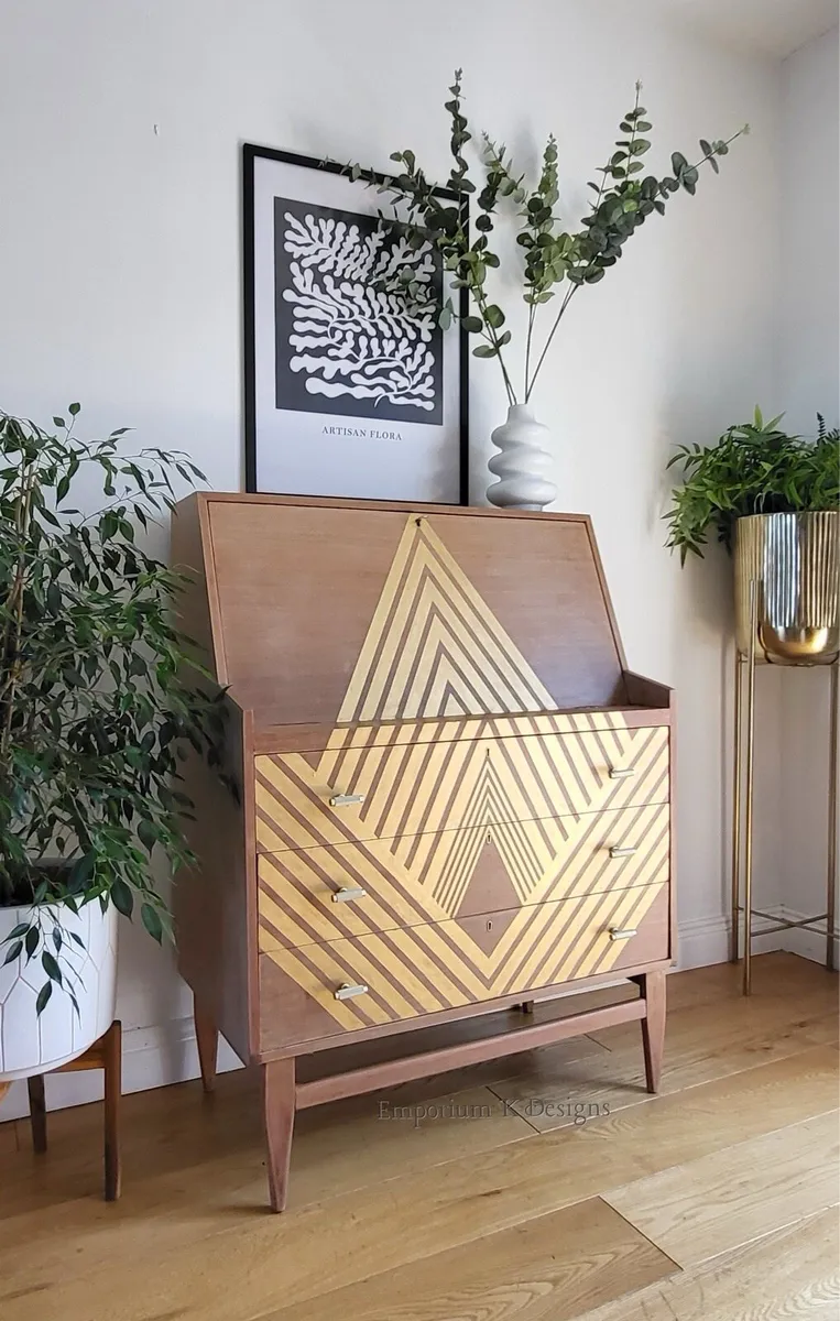 Mid Century writing bureau cocktail cabinet - Image 1