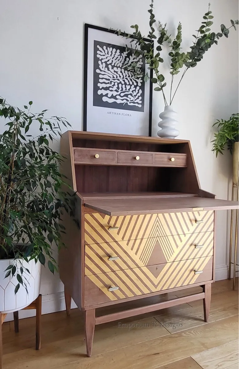 Mid Century writing bureau cocktail cabinet - Image 3