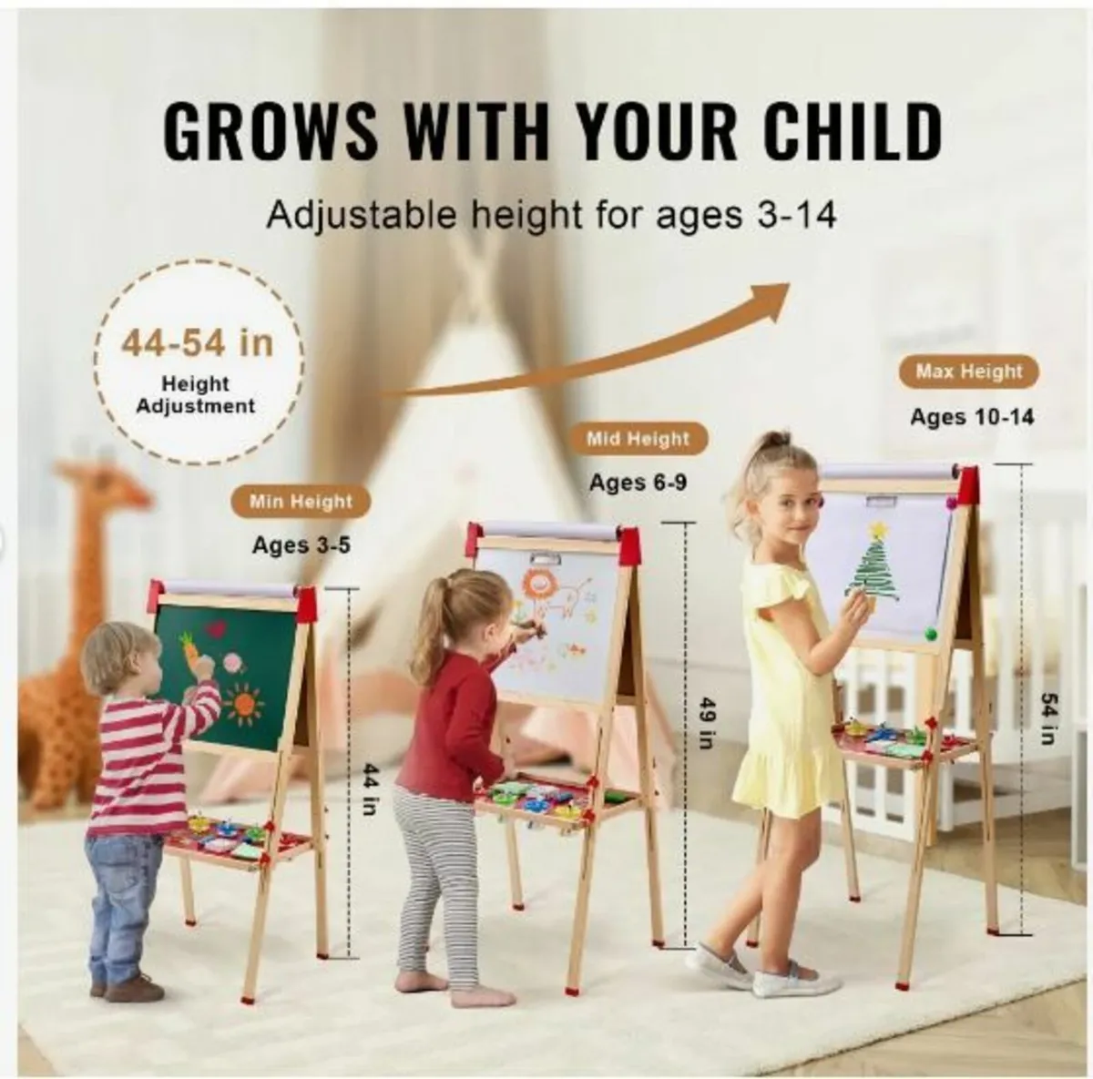 3-in-1 Kids Art Easel Double-Sided Wooden - Image 4