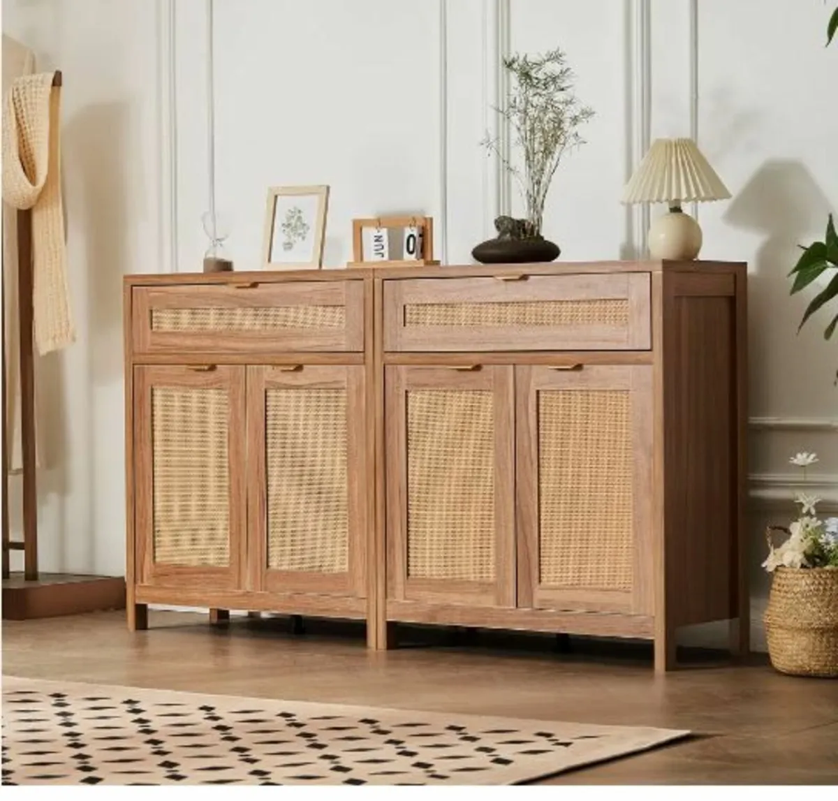Rattan Cabinet with 4 Doors 2 Drawers - Image 1
