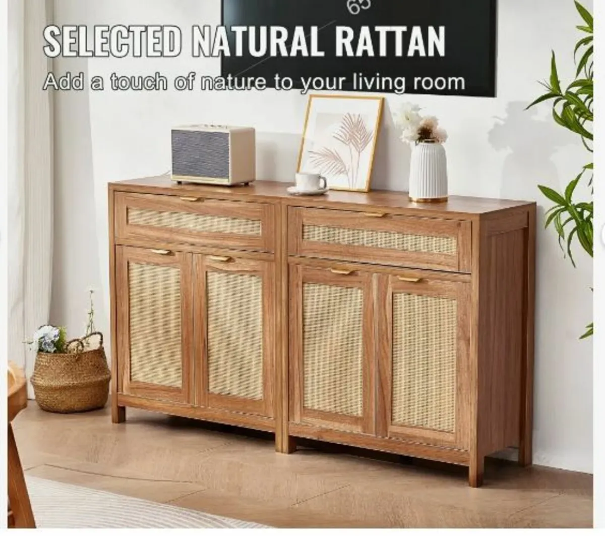 Rattan Cabinet with 4 Doors 2 Drawers - Image 2