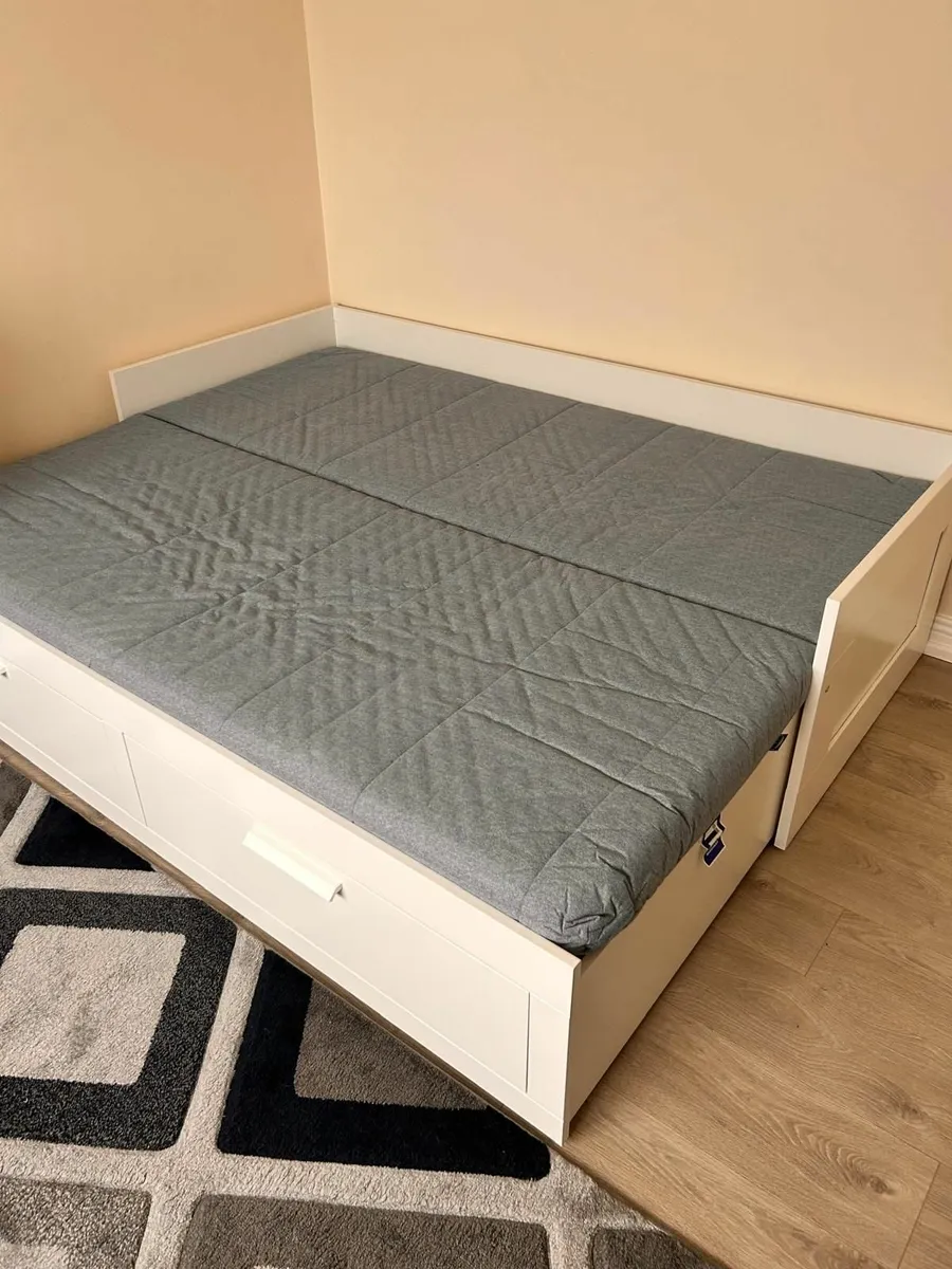 BRIMNES Day-bed frame with 2 drawers, white, 80x20 - Image 2