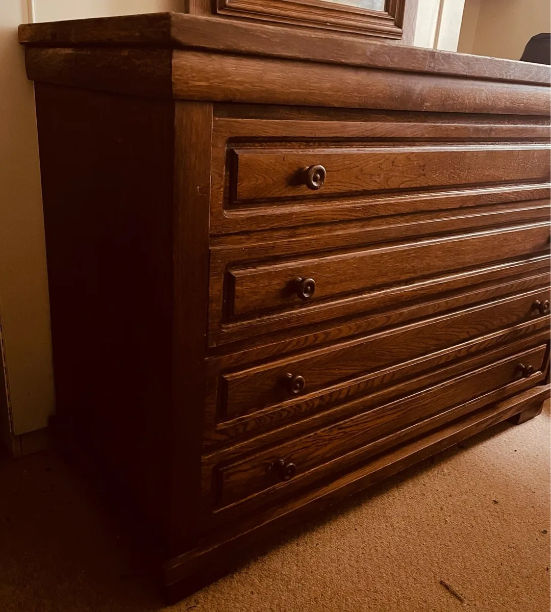 Oak Chest of Drawers & Matching Mirror - Image 2