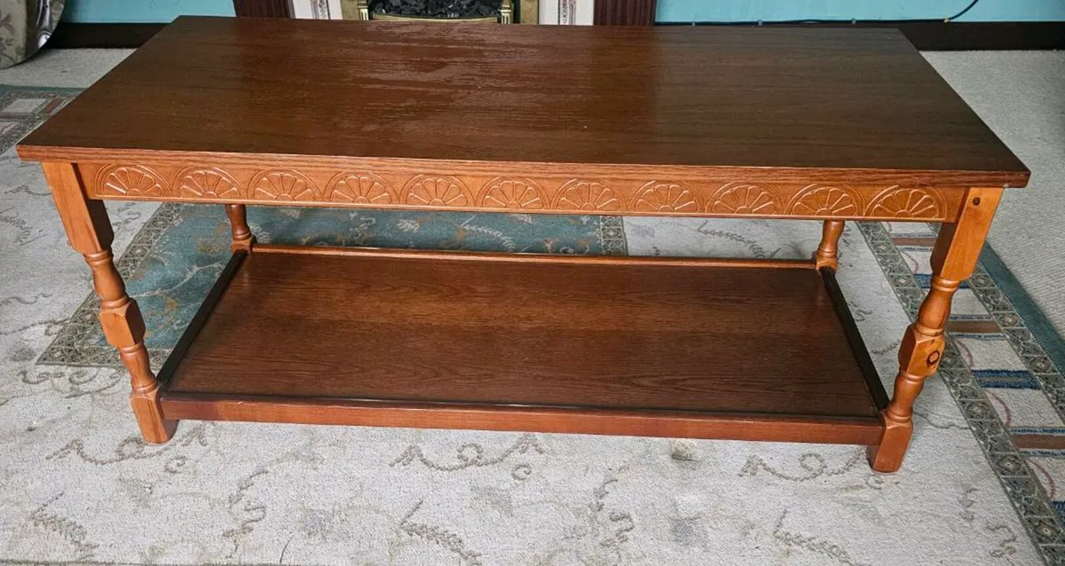 Elegant Wooden Coffee Table & Matching Side Tables - Image 2