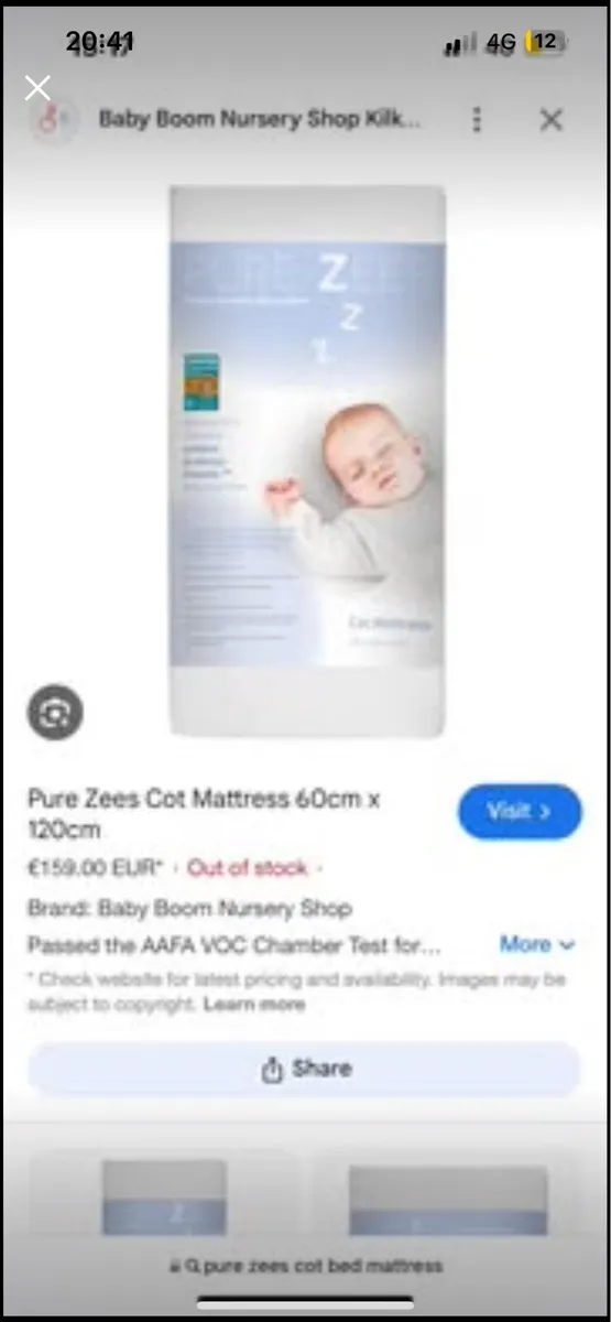 Cot mattress baby pureness