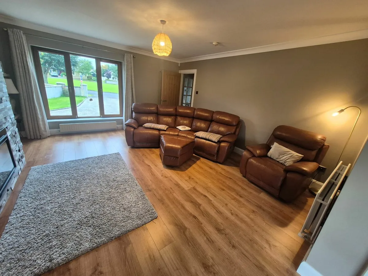 Leather Sofa + Recliner + Stool - Image 2