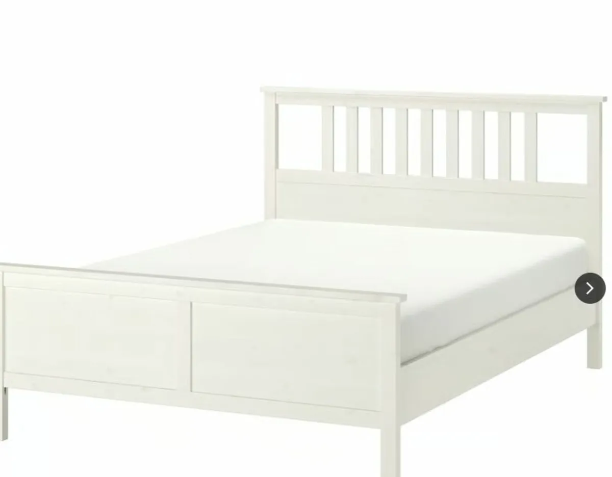 Ikea HEMNES Bed frame, white stain, Standard Doubl - Image 2