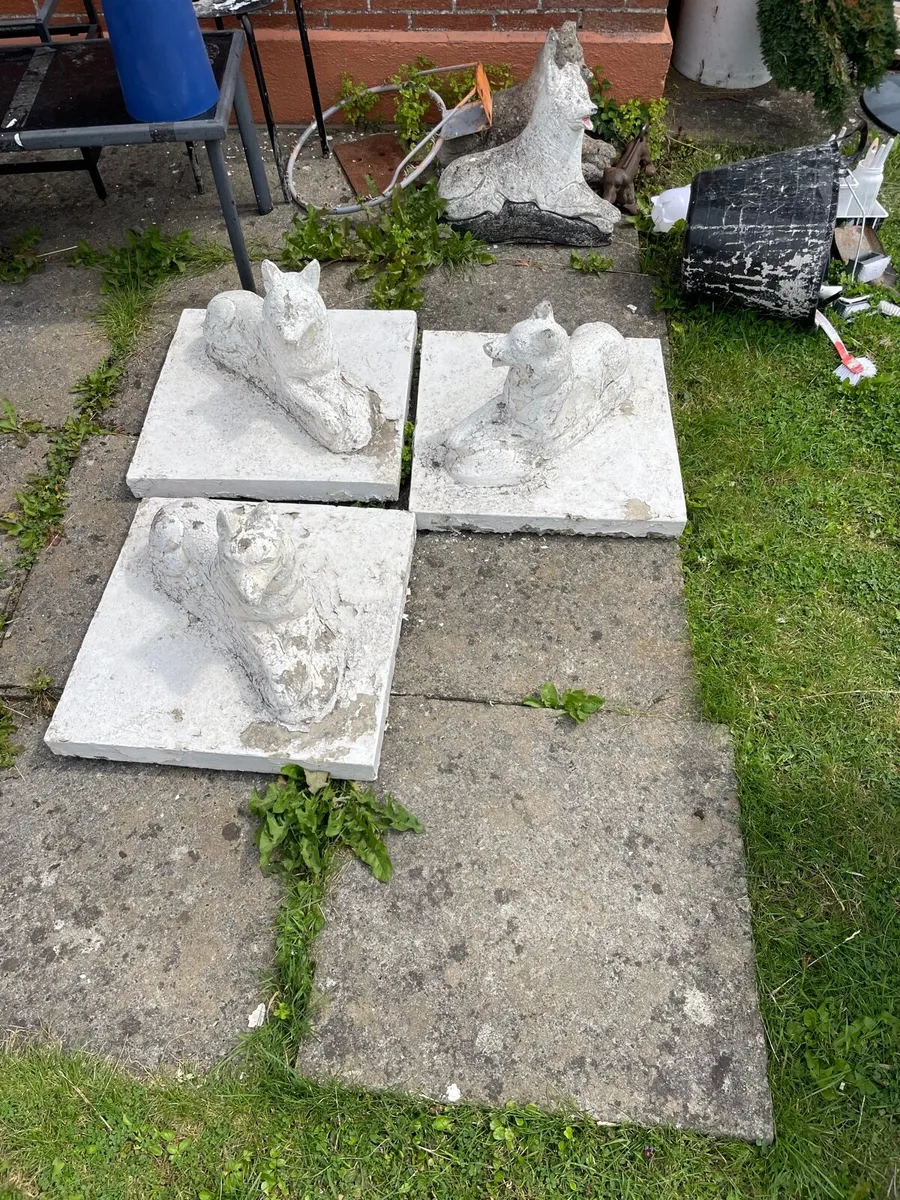 Concerete dog statues garden decor - Image 1