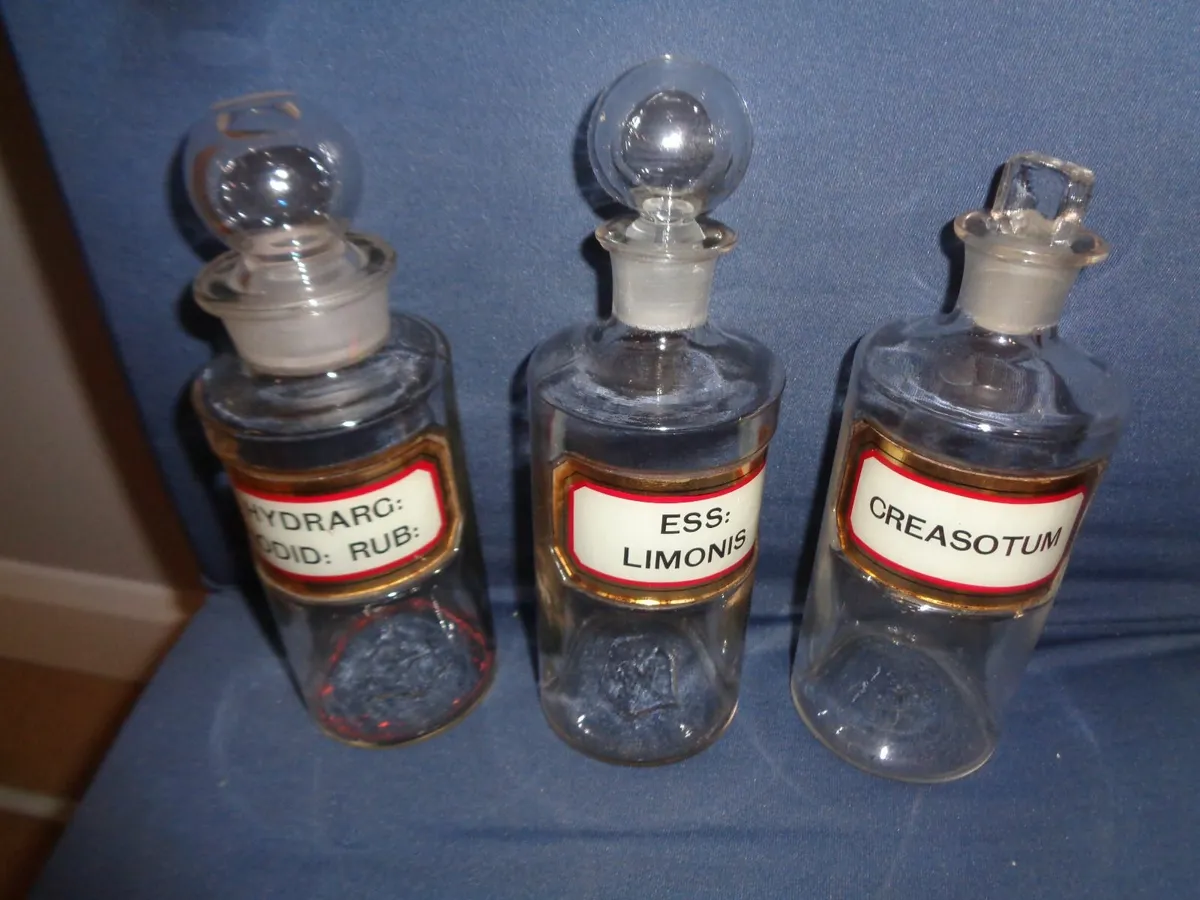 Vintage Apothecary Bottles for Sale - Image 4