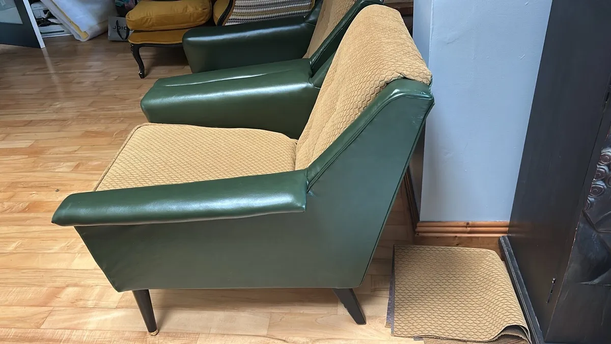 genuine mid century leather chairs - Image 3