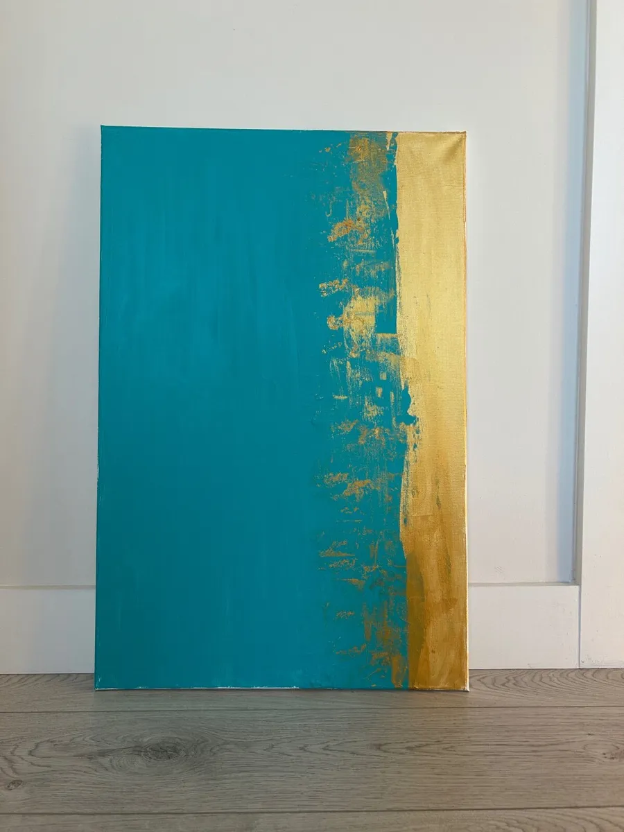 Large turquoise abstract painting - Image 1