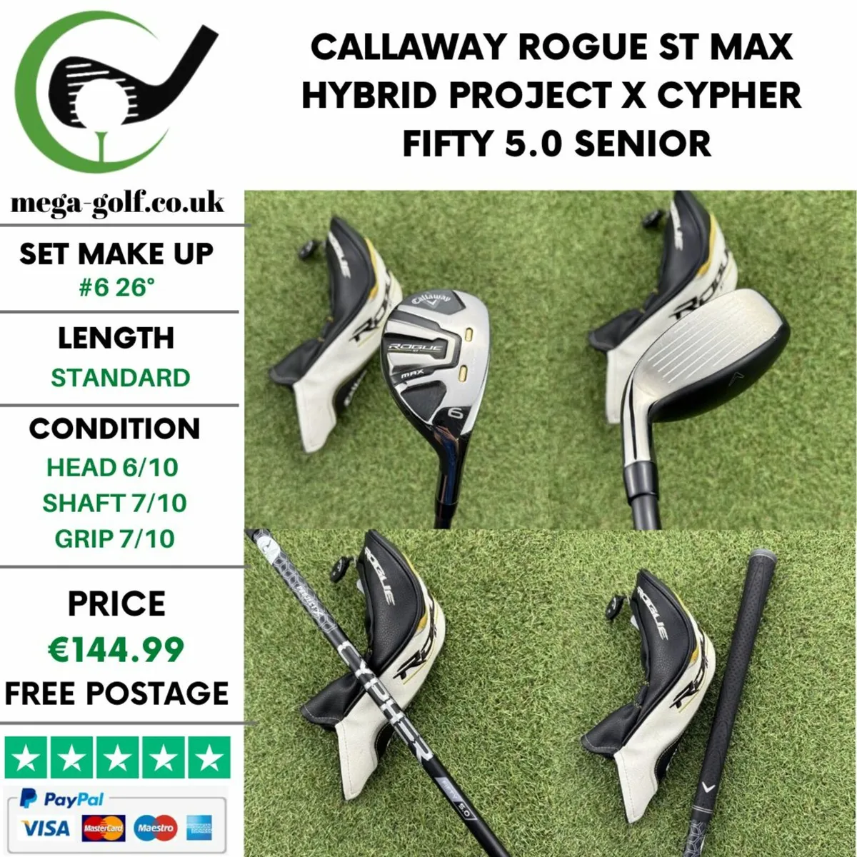 CALLAWAY ROGUE ST MAX HYBRID / #6 26° / SENIOR - Image 1