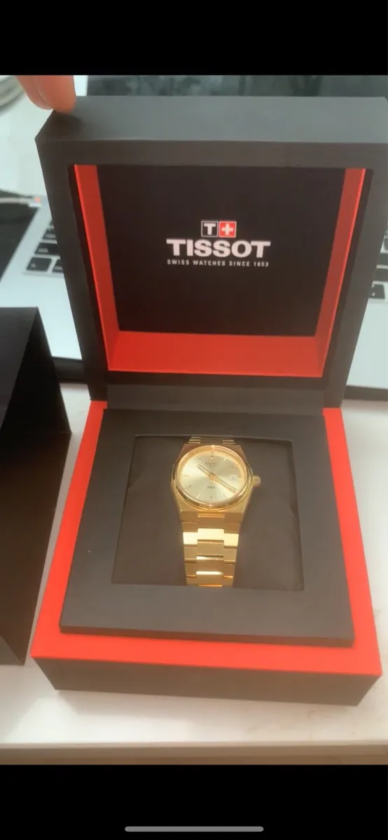 Gold Tissot PRX205 40mm Quartz Yellow Dial Watch - Image 1