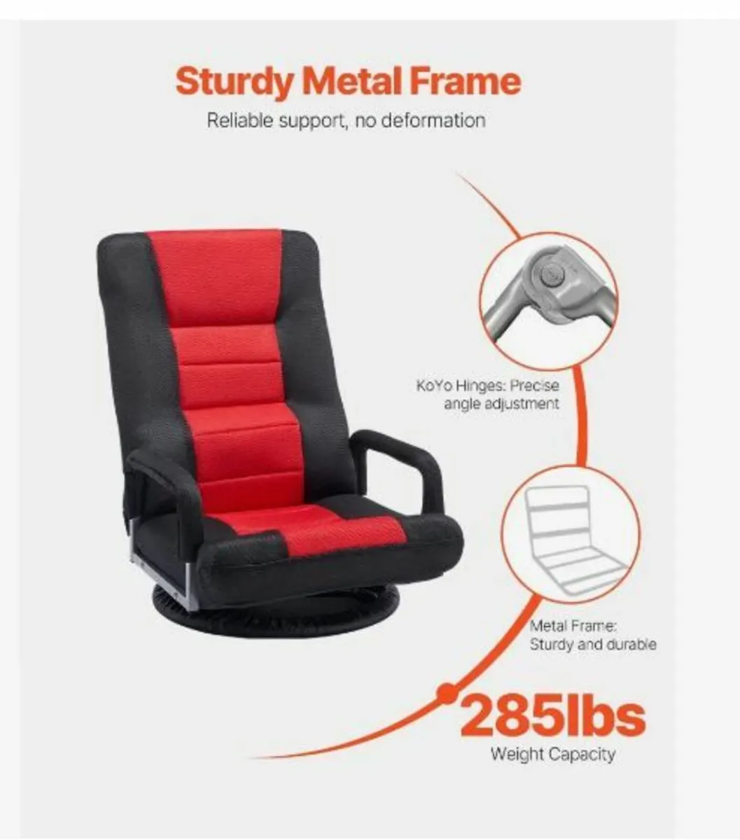 360° Swivel Floor Gaming Chair Folding - Image 3