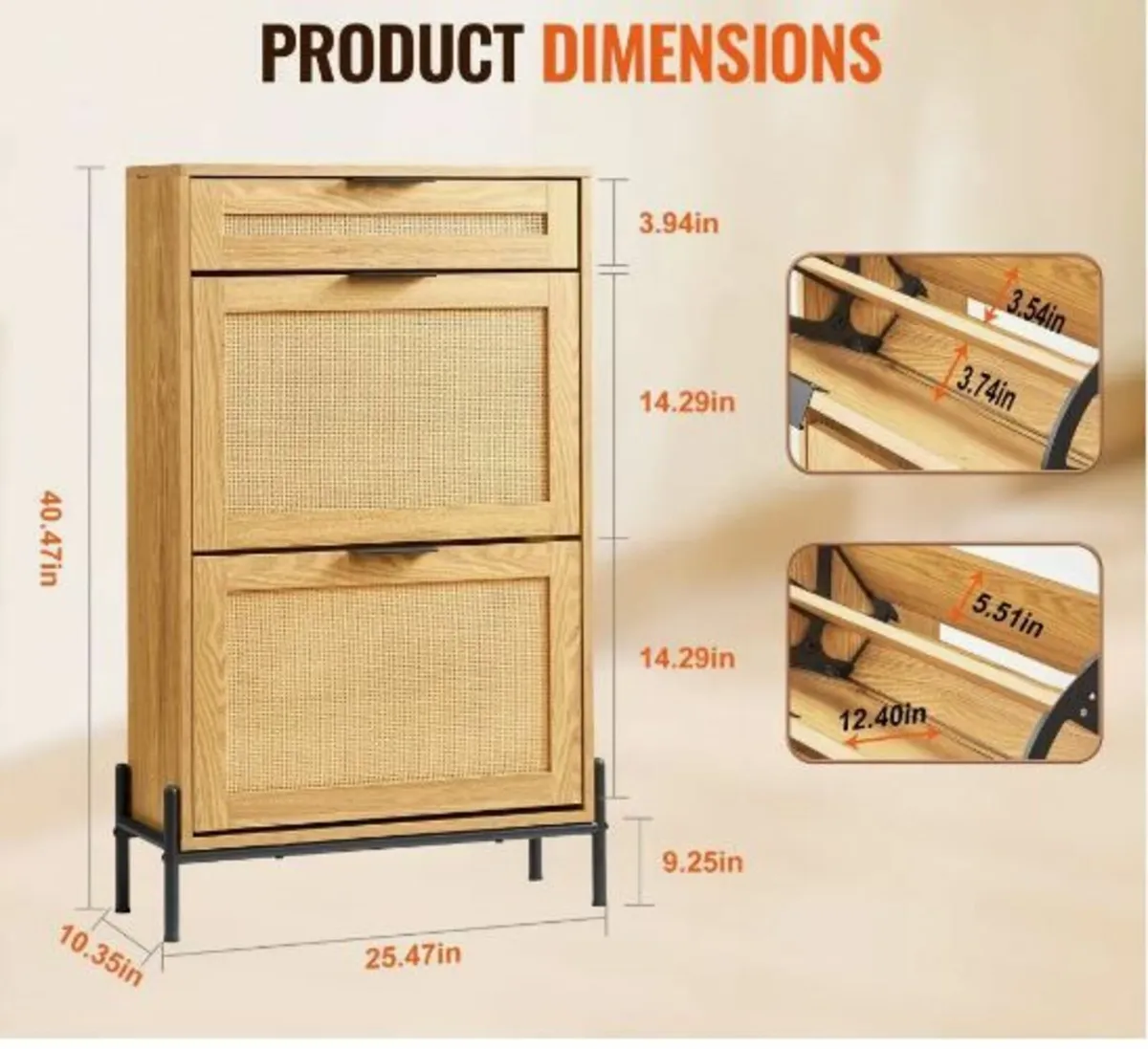 Rattan Shoe Cabinet Shoe Organizer - Image 2