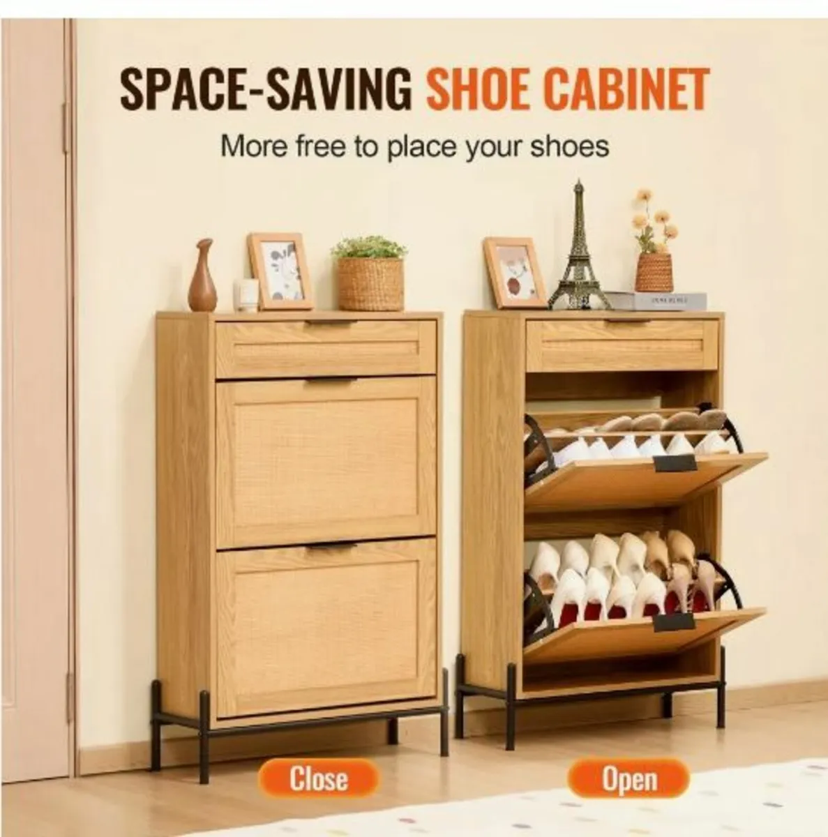 Rattan Shoe Cabinet Shoe Organizer - Image 3