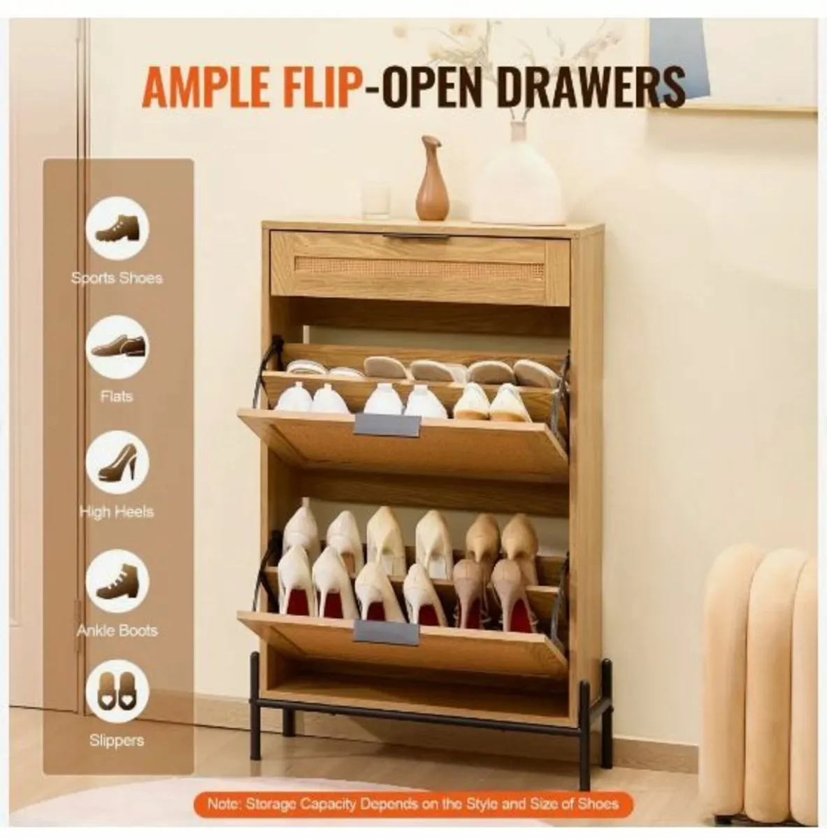 Rattan Shoe Cabinet Shoe Organizer - Image 4
