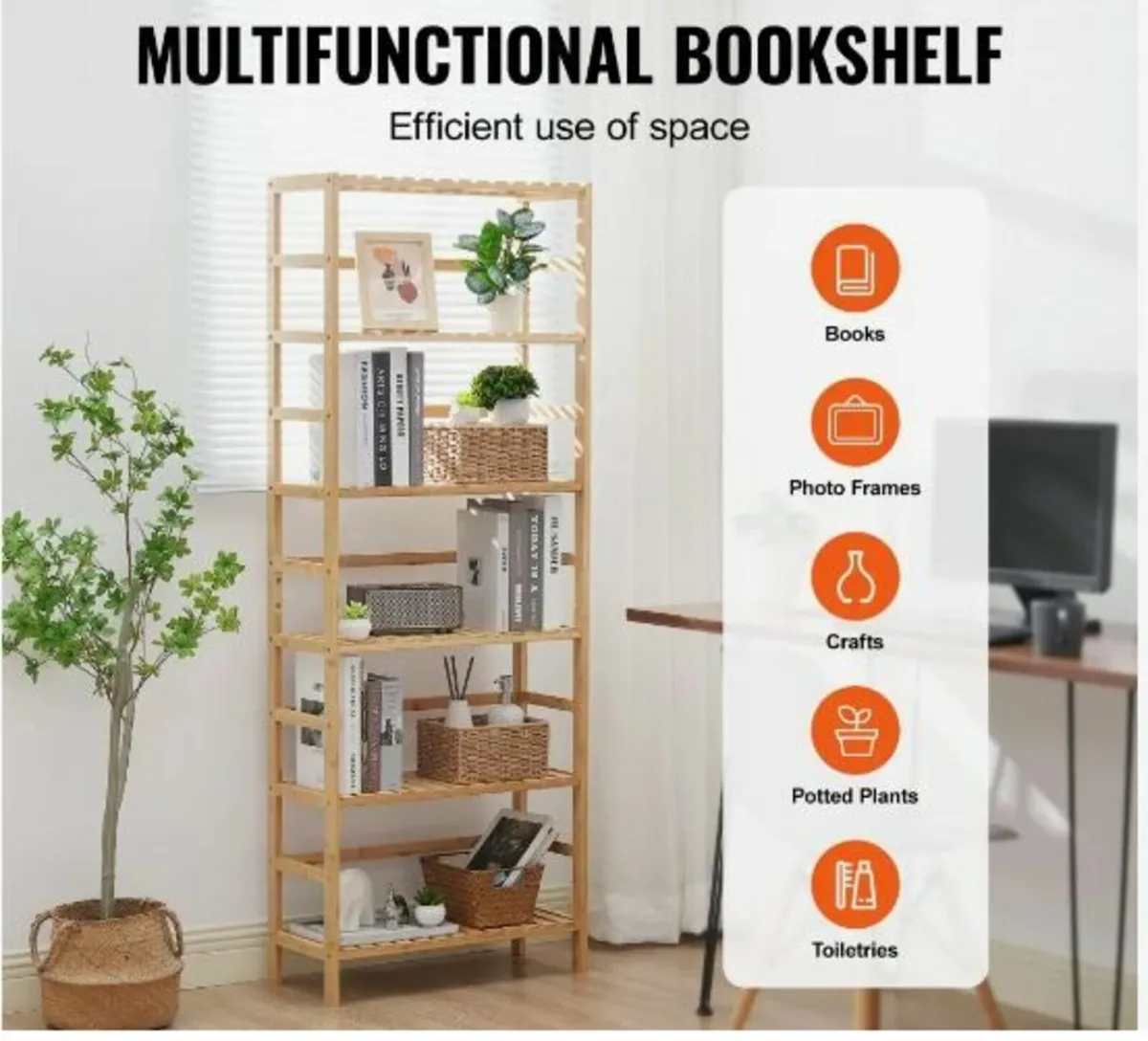 Bamboo Bookshelf 6 Tiers - Image 2