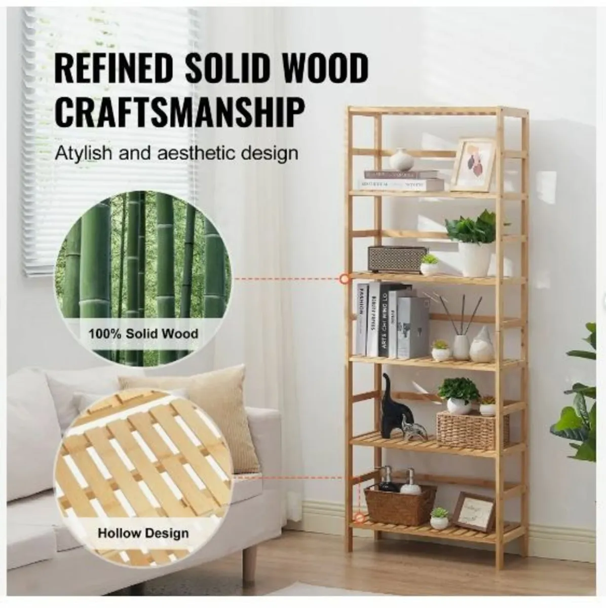 Bamboo Bookshelf 6 Tiers - Image 3
