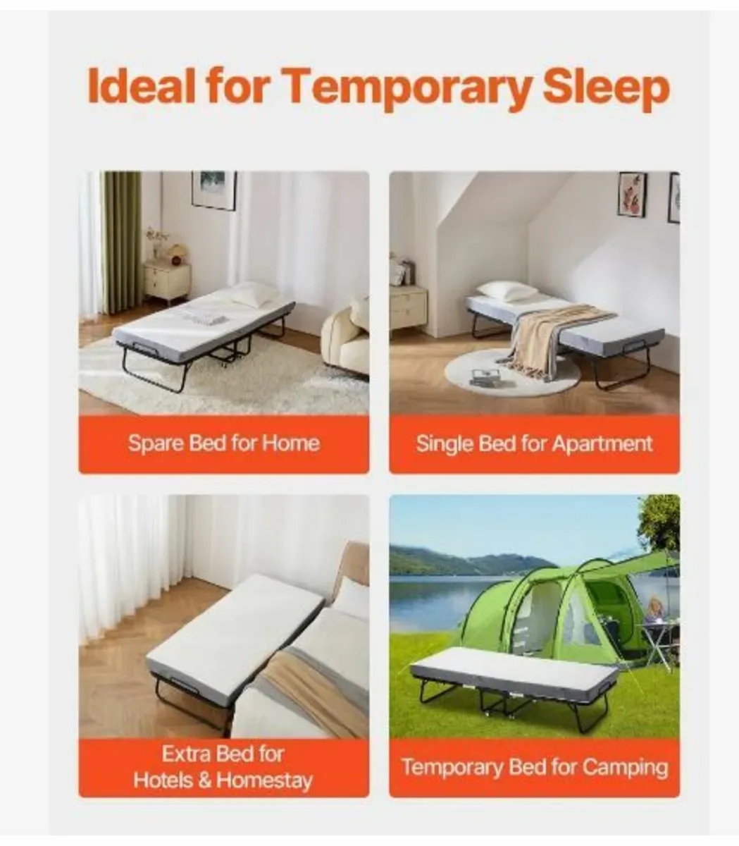 Rollaway Bed Folding Bed with 4 inches Foam - Image 3