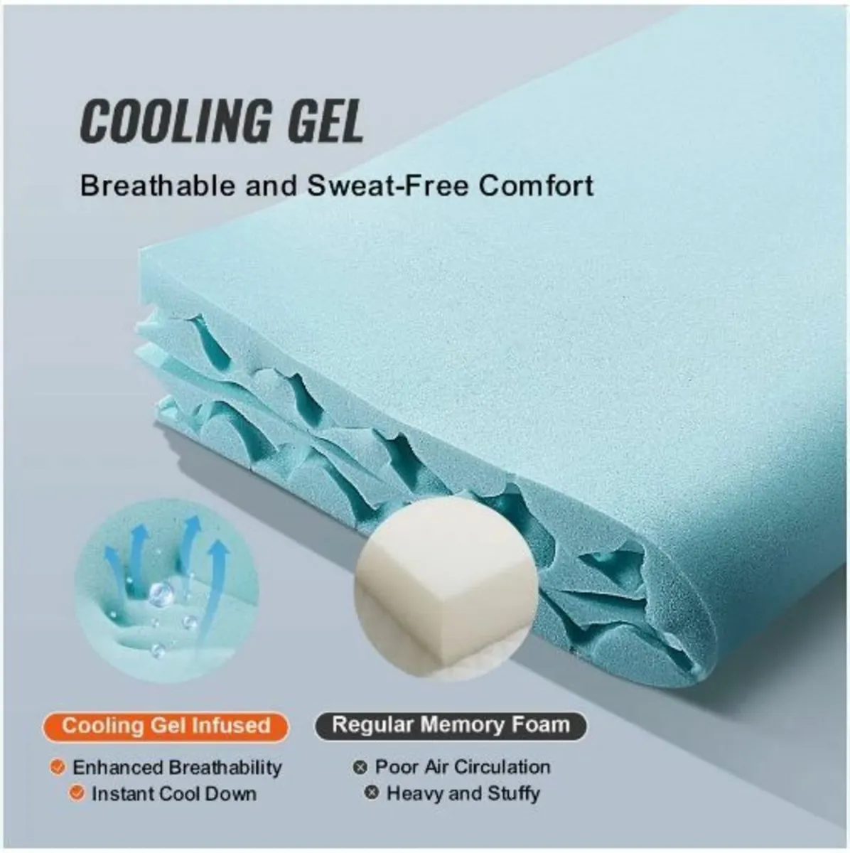 Mattress Topper Soft Memory Foam Cooling - Image 3